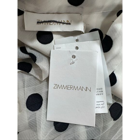 Zimmermann Polka Dot Pussybow Minidress in Cream Black Dot US 6 $895 - Picture 11 of 12